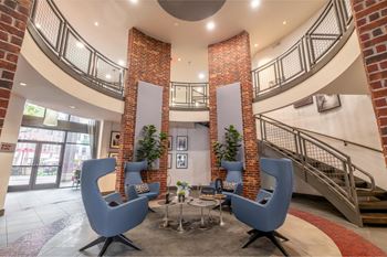 conversation area with comfortable seating at The Core apartments